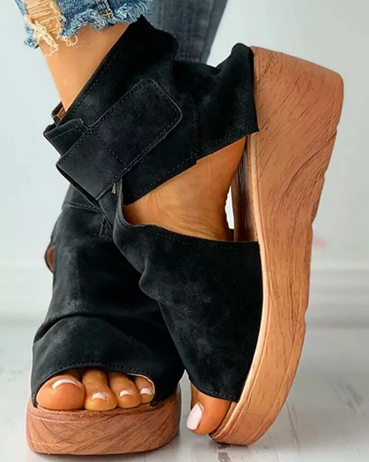 Rosaline | Retro Buckle Wedge Sandals