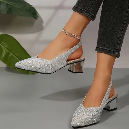 Enya | Elegant Rhinestone Slingback Heels