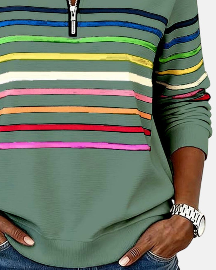 Vienna | Striped Half-Zip Knit Pullover