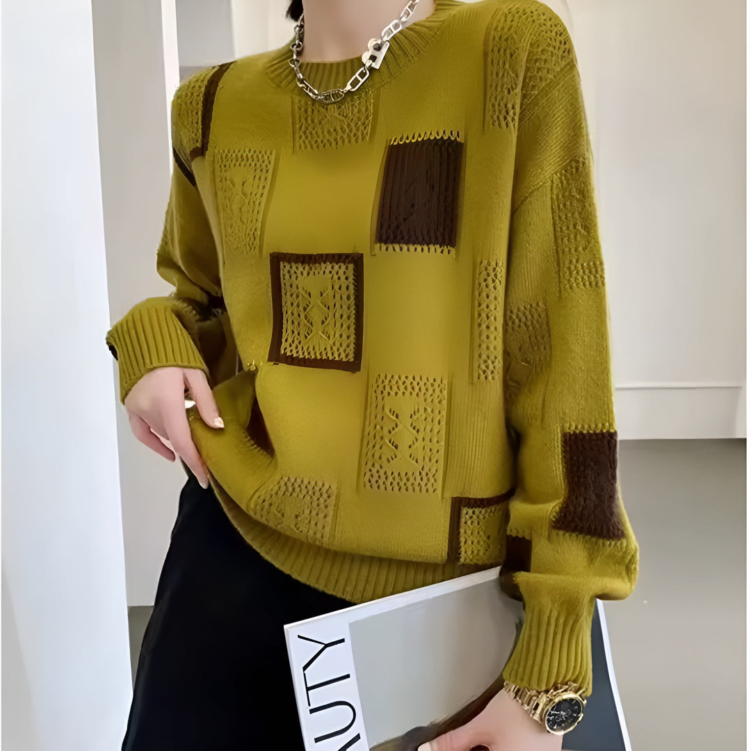 Alexa | Elegant Patchwork Knit Sweater
