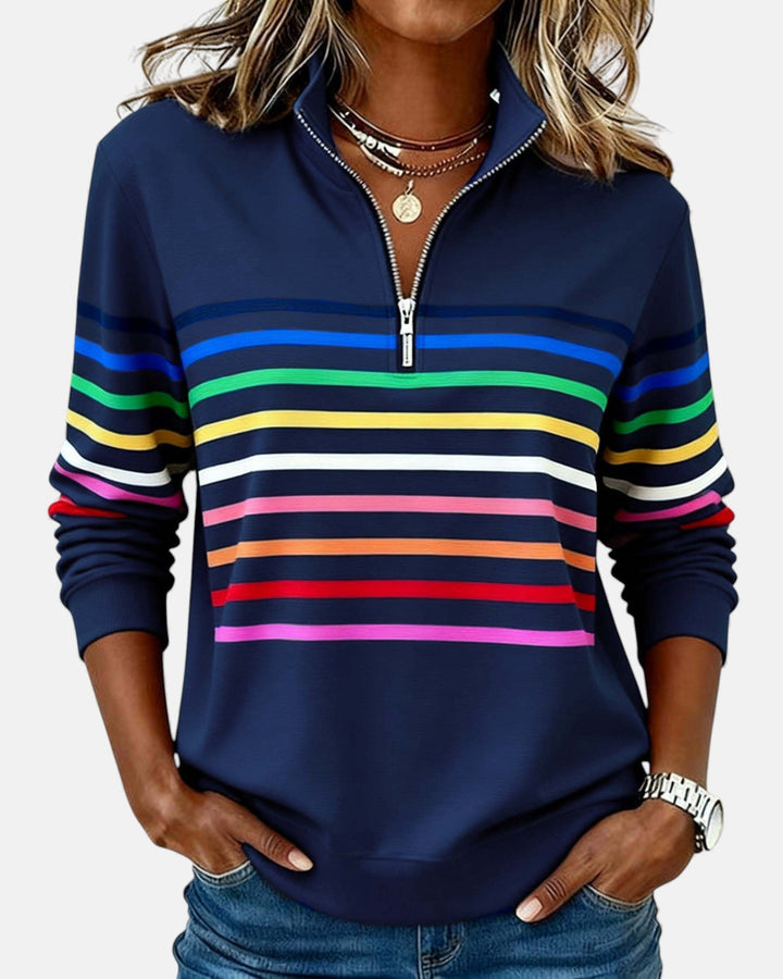 Vienna | Striped Half-Zip Knit Pullover