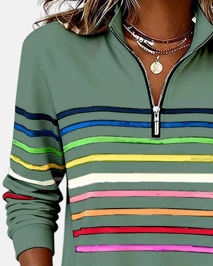 Vienna | Striped Half-Zip Knit Pullover