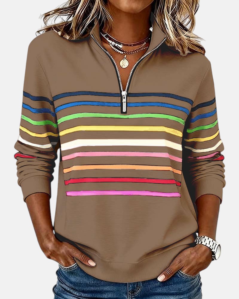 Vienna | Striped Half-Zip Knit Pullover
