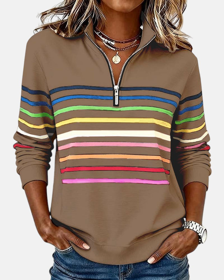Vienna | Striped Half-Zip Knit Pullover