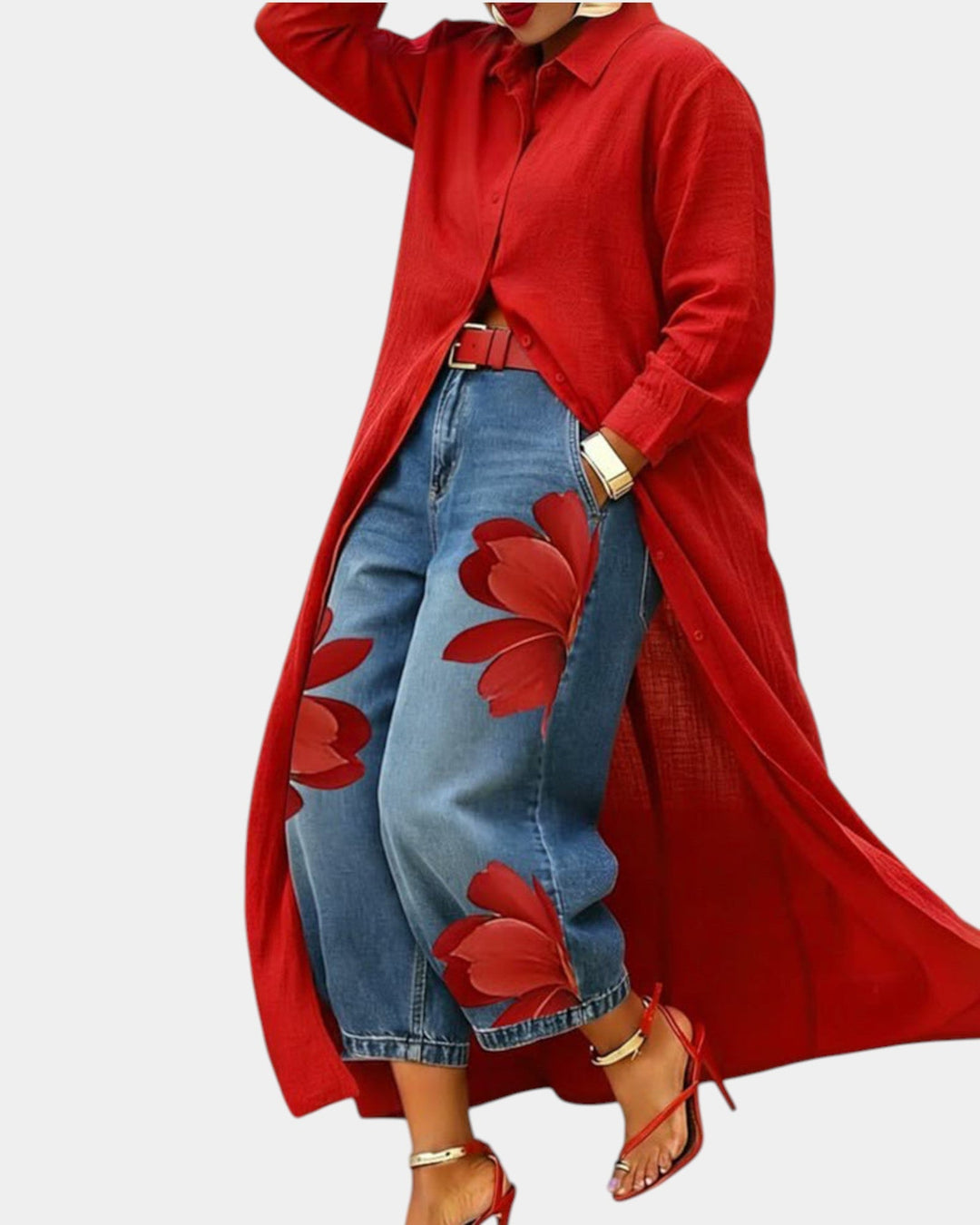 Céliane | Wide-Leg Denim & Shirt Dress Set