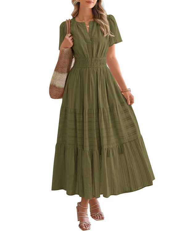 Rosalie | Tiered Maxi Dress with Smocked Waist