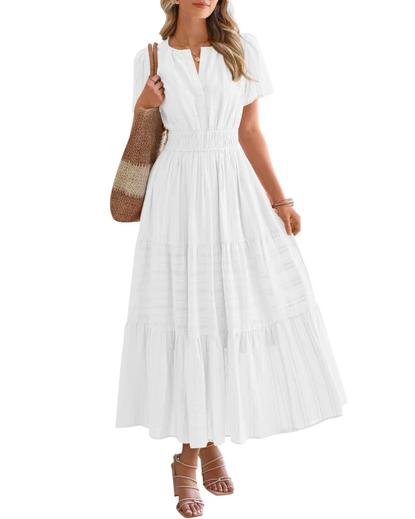 Rosalie | Tiered Maxi Dress with Smocked Waist