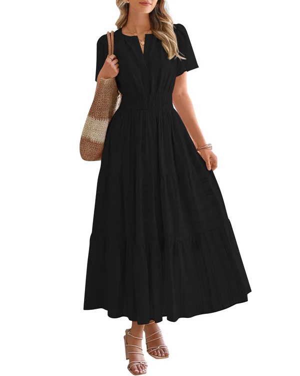 Rosalie | Tiered Maxi Dress with Smocked Waist