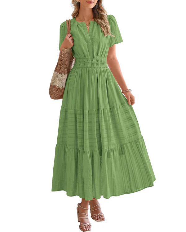 Rosalie | Tiered Maxi Dress with Smocked Waist