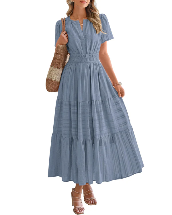 Rosalie | Tiered Maxi Dress with Smocked Waist