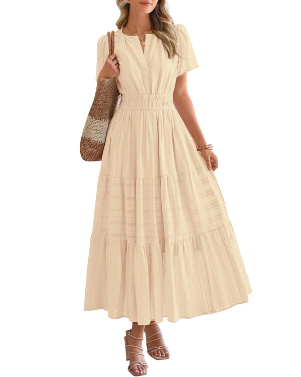 Rosalie | Tiered Maxi Dress with Smocked Waist