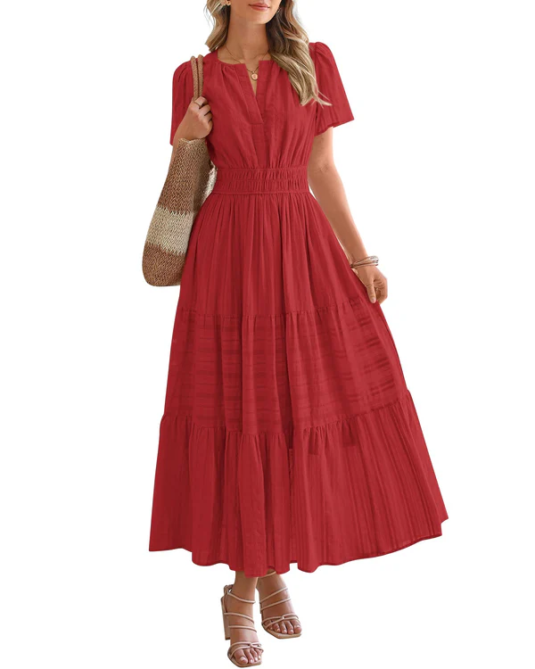 Rosalie | Tiered Maxi Dress with Smocked Waist
