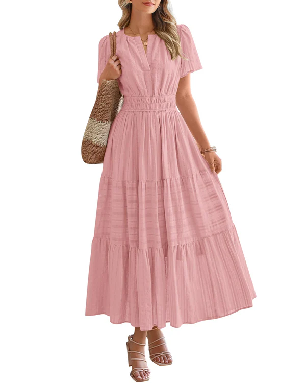 Rosalie | Tiered Maxi Dress with Smocked Waist