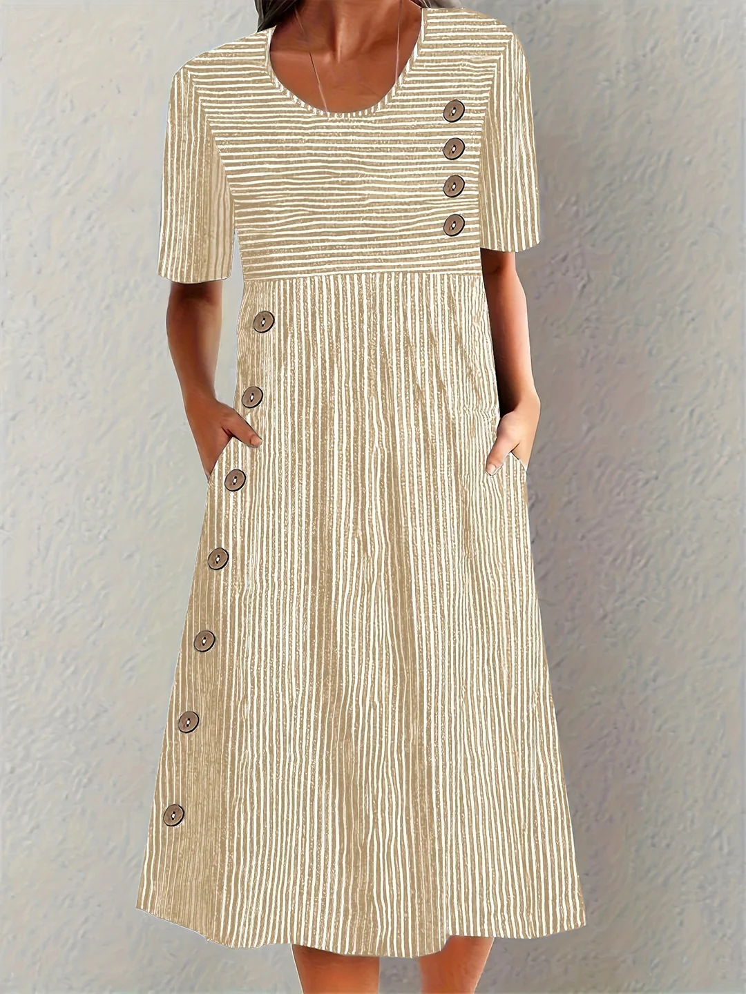 Camille | Elegant Striped Midi Dress