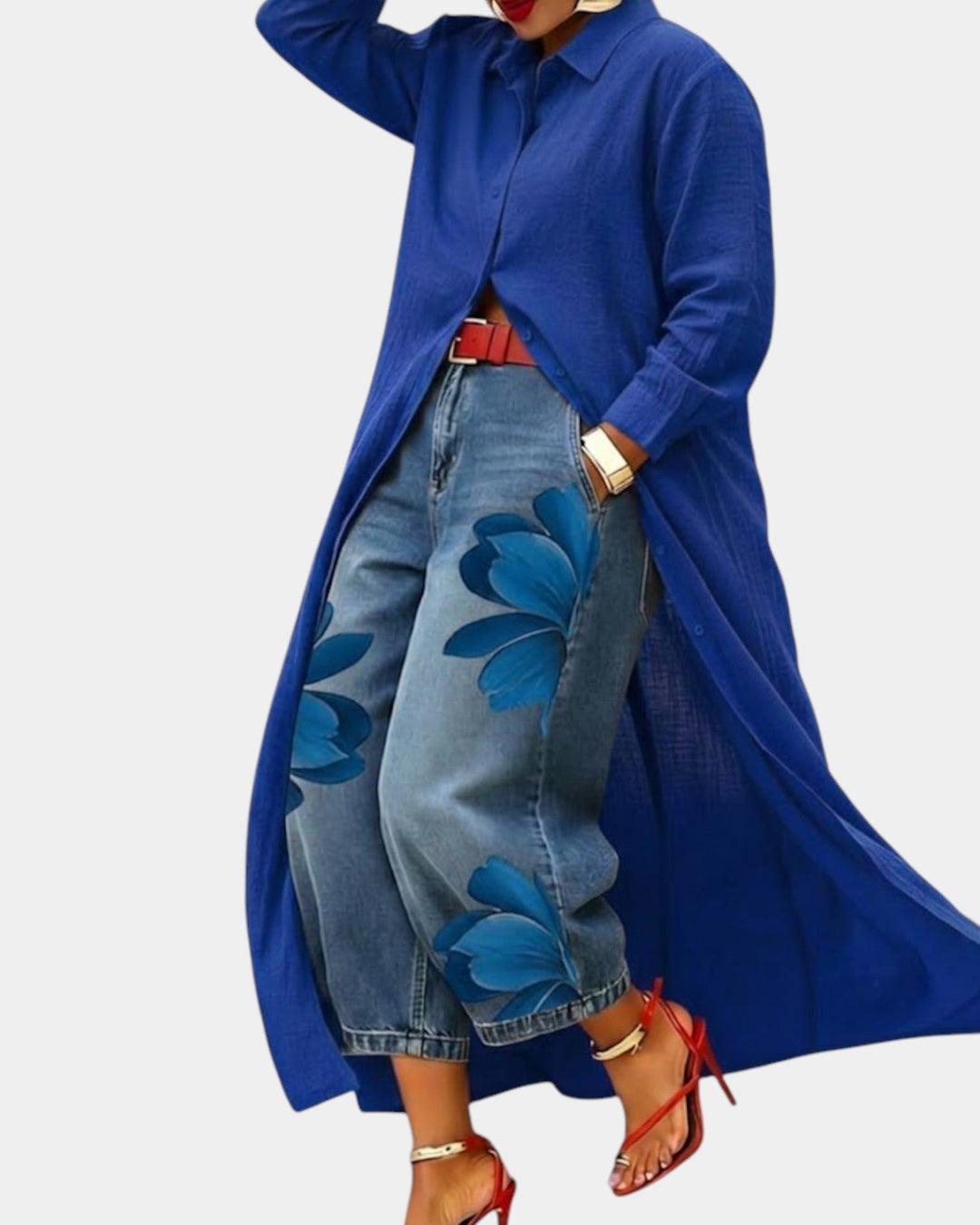 Céliane | Wide-Leg Denim & Shirt Dress Set