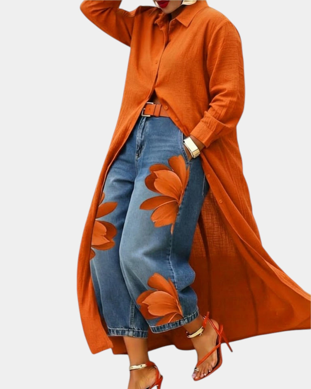 Céliane | Wide-Leg Denim & Shirt Dress Set