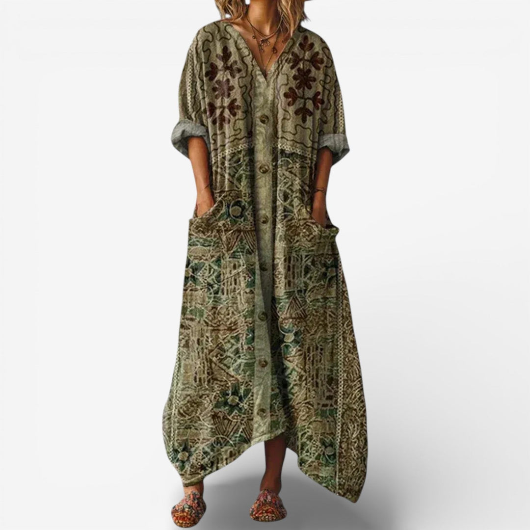Azenelle | Embroidered Relaxed Maxi Dress