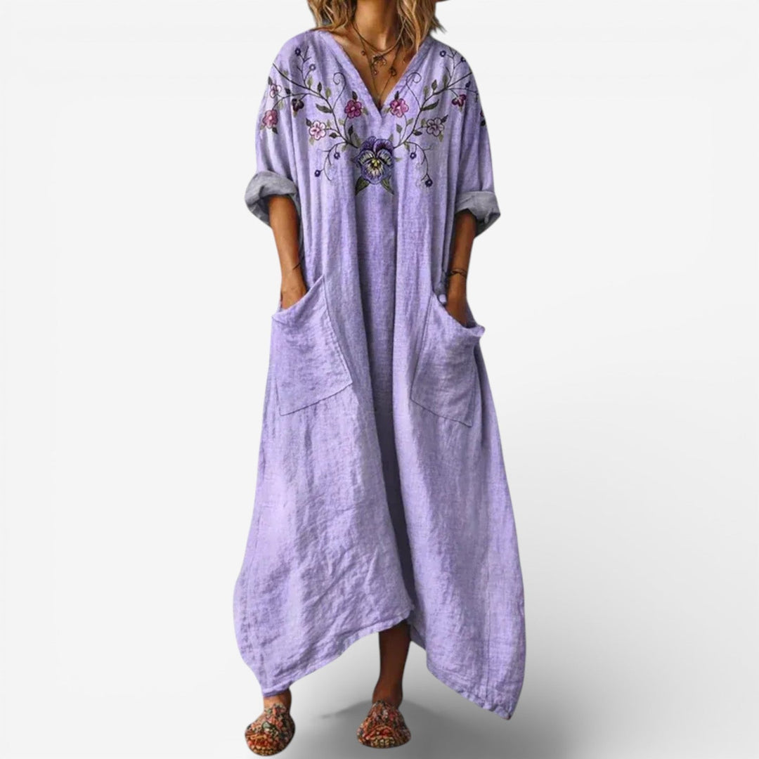 Azenelle | Embroidered Relaxed Maxi Dress