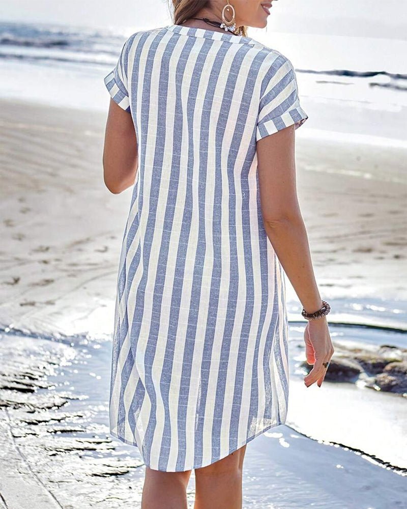 Arielle | Elegant Striped Shirt Dress
