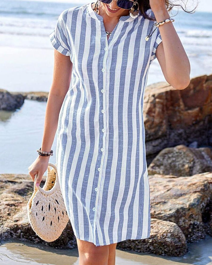 Arielle | Elegant Striped Shirt Dress