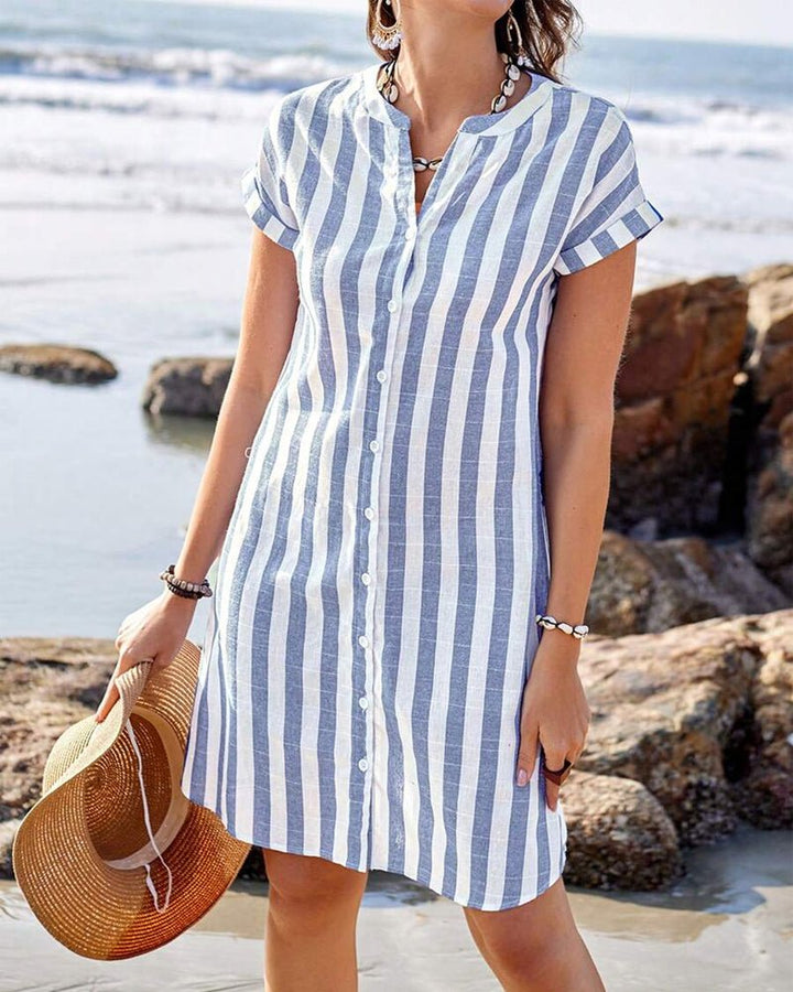 Arielle | Elegant Striped Shirt Dress