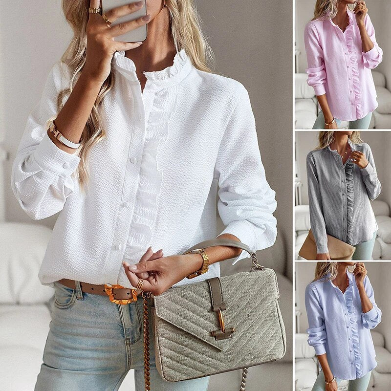 Camila | Elegant Ruffle Button Blouse