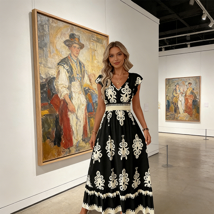 Celestine | Baroque Print Maxi Dress