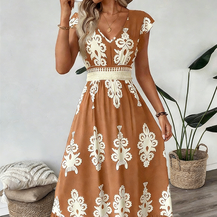 Celestine | Baroque Print Maxi Dress