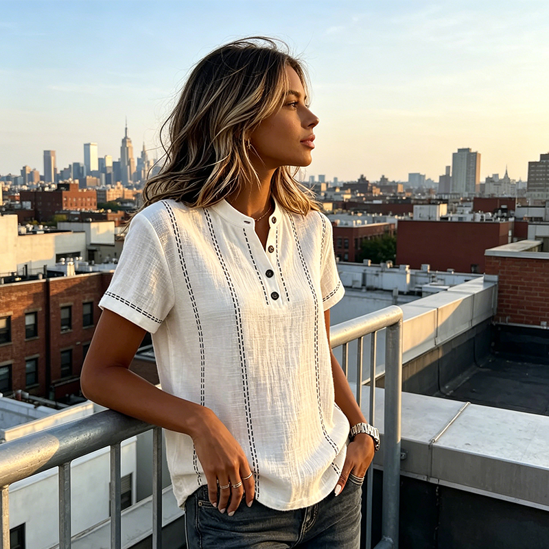 Sandra | Relaxed Short Sleeve Blouse