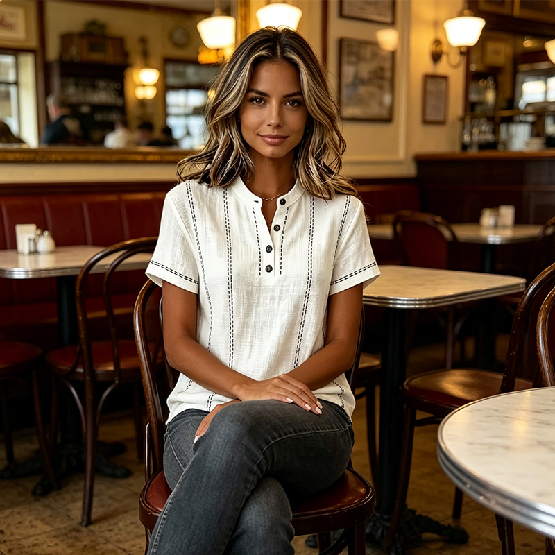 Sandra | Relaxed Short Sleeve Blouse