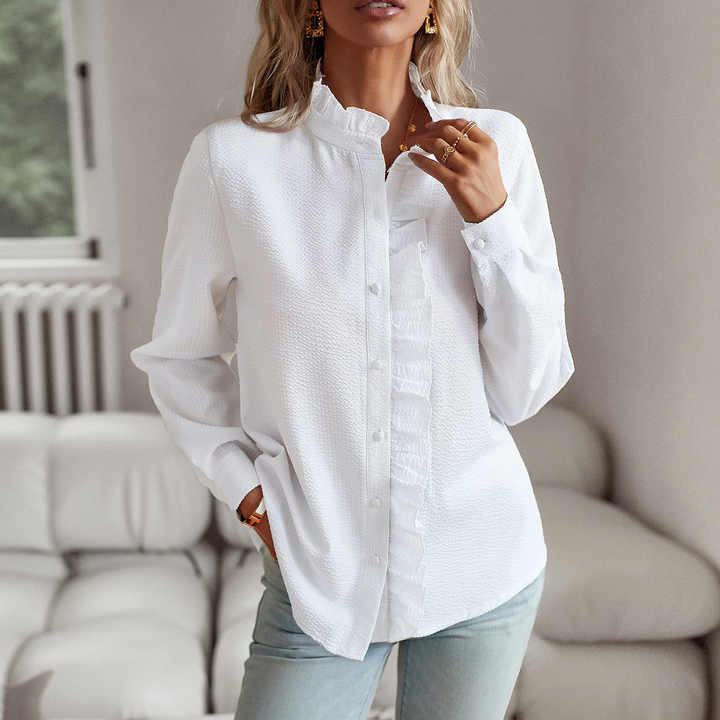 Camila | Elegant Ruffle Button Blouse